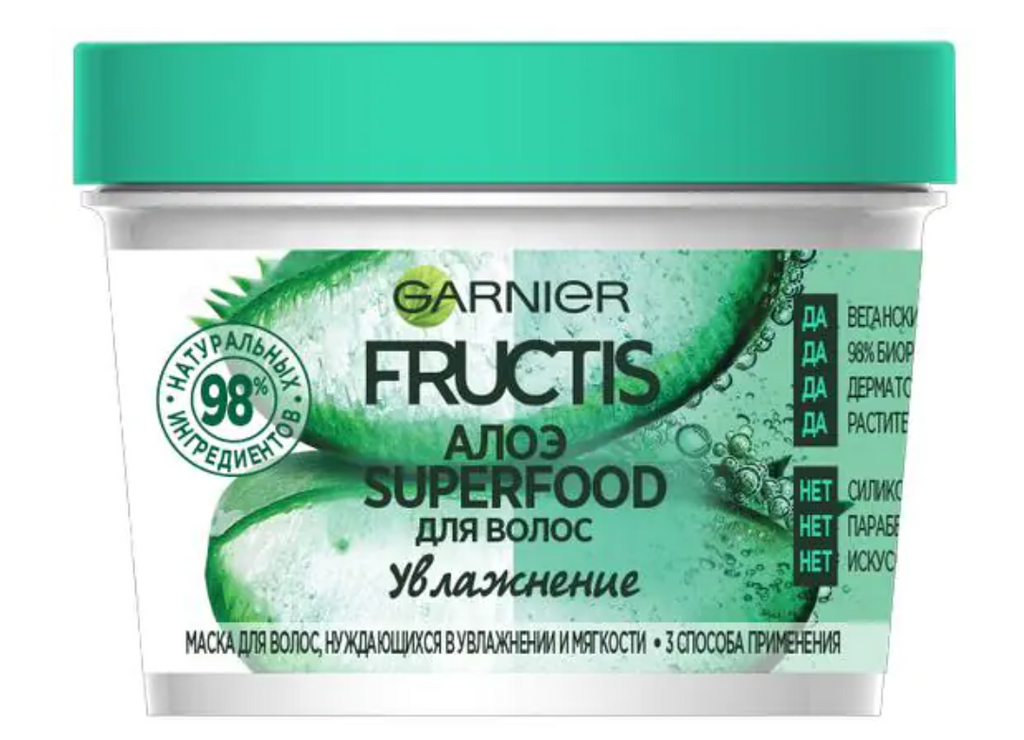фото упаковки Garnier Fructis Маска Superfood Увлажнение 3 в 1 Алоэ