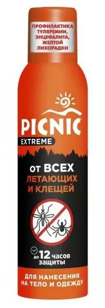 фото упаковки Picnic Extreme Аэрозоль от всех видов летающих насекомых и клещей