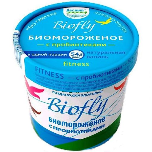 Биомороженое BIOfly fitness молочная ваниль, мдж 3%, мороженое, 45 г, 1 шт.