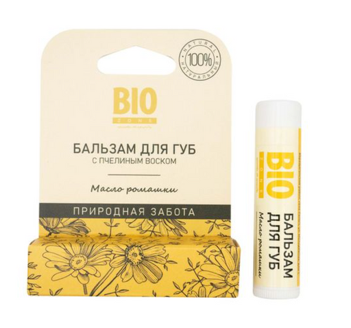 BioZone Бальзам для губ натуральный, бальзам для губ, с пчелиным воском и ромашкой, 4.2 г, 1 шт.