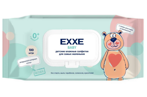Exxe Baby Влажные салфетки для детей, цвета в ассортименте, 100 шт.