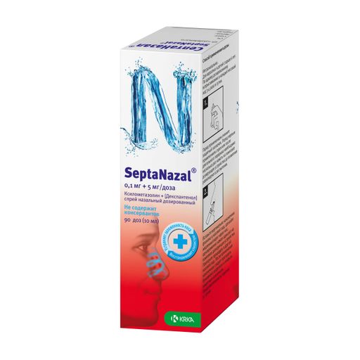 СептаНазал, 0.1 мг+5 мг/доза, спрей назальный дозированный, 10 мл, 1 шт.