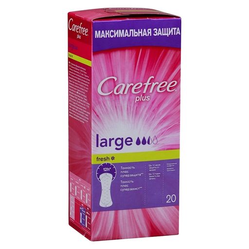 Carefree plus large fresh салфетки женские гигиенические ежедневные, прокладки гигиенические, 20 шт.