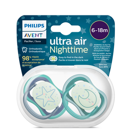 Philips Avent Ultra air Night Пустышка светящаяся с футляром, SCF376/13, с 6 до 18 мес, соска-пустышка, 2 шт.