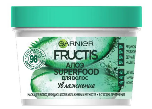 Garnier Fructis Маска Superfood Увлажнение 3 в 1 Алоэ, маска, 390 мл, 1 шт.