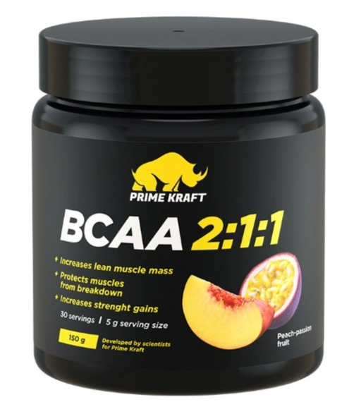 Prime kraft bcaa 2:1:1 аминокислоты, порошок для приема внутрь, маракуйя, 150 г, 1 шт.