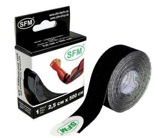 SFM-Plaster кинезио-тейп лента, 2,5см х 5м, черного цвета, 1 шт.